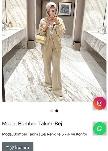 Bej Modal Bomber Takım Kadın - Görsel 2