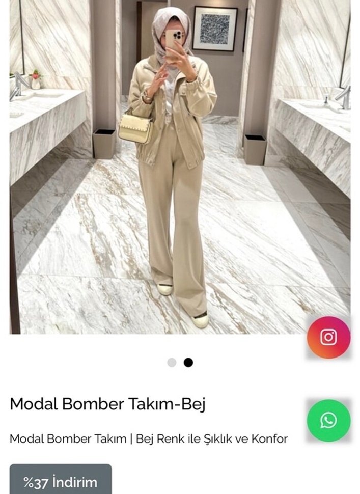 Bej Modal Bomber Takım Kadın - Görsel 2