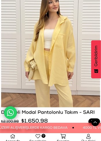 Diğer Sarı Uzun Kollu Keten Kadın Takım