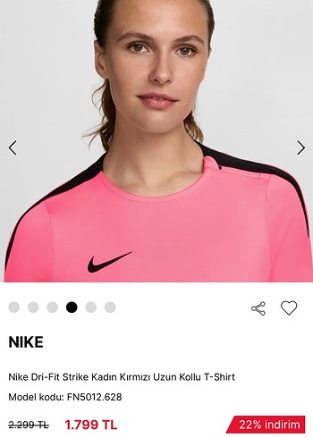 xl Beden pembe Renk Nike Kadın Kırmızı Uzun Kollu Tişört