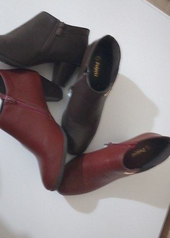 Bordo Deri Kadın Dolgu Topuk Bot - Görsel 4