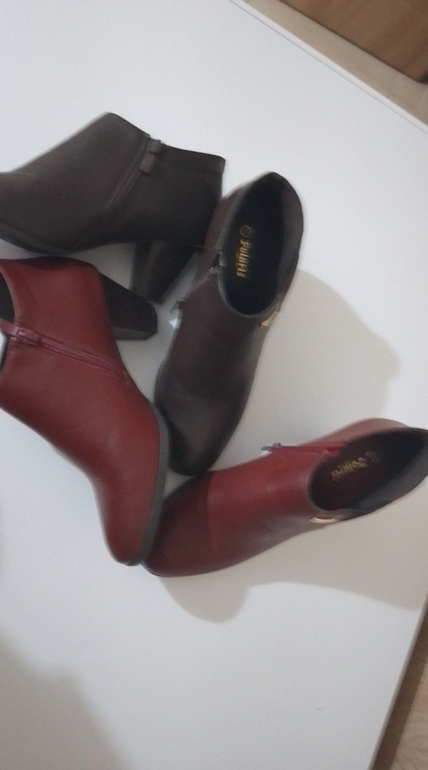 Bordo Deri Kadın Dolgu Topuk Bot - Görsel 4