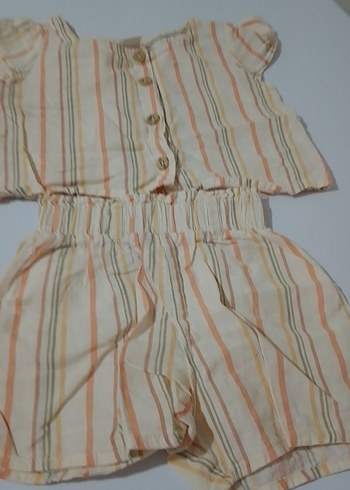 Bej Bebek Kız Bağlama Desenli Takım - Görsel 2