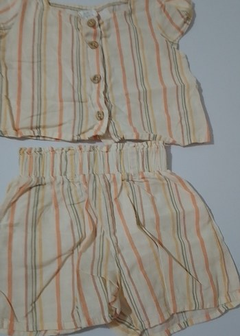 Bej Bebek Kız Bağlama Desenli Takım - Görsel 3