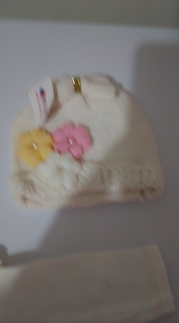 Nakışlı Beyaz Bebek Bere - Görsel 3