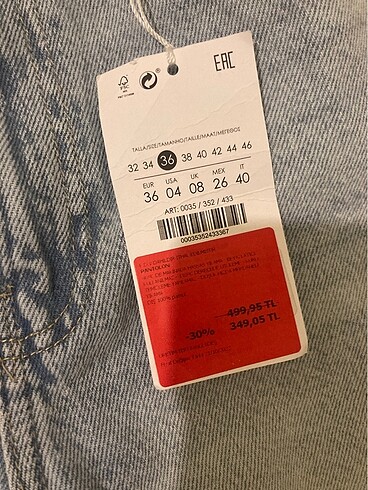 26 Beden mavi Renk bershka jean