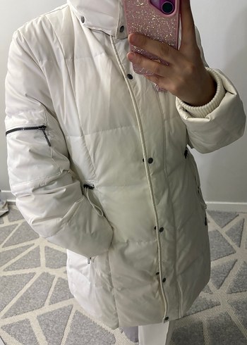 Beyaz Kürklü Kışlık Kadın Mont - Görsel 3