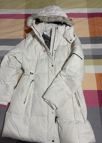 Beyaz Kürklü Kışlık Kadın Mont - Görsel 12
