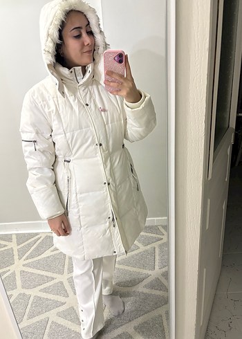 Beyaz Kürklü Kışlık Kadın Mont - Görsel 2