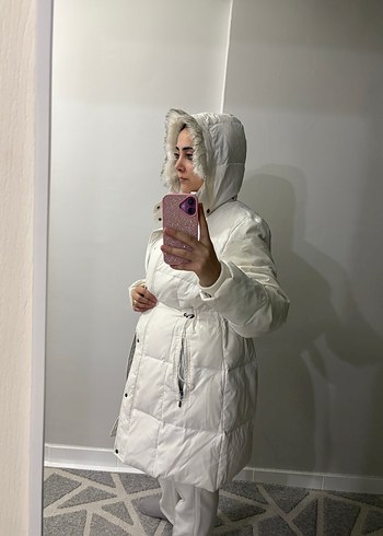 Beyaz Kürklü Kışlık Kadın Mont - Görsel 7