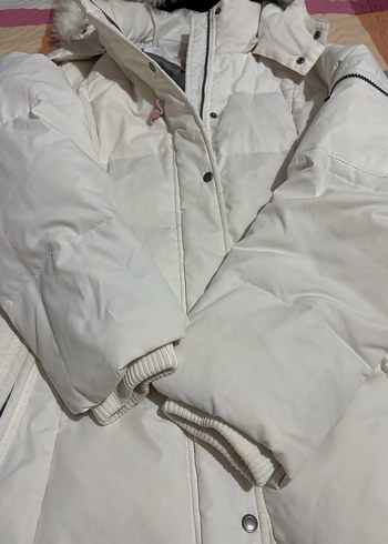 Beyaz Kürklü Kışlık Kadın Mont - Görsel 13