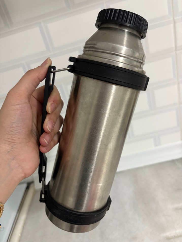 Gri Çelik Termos Şişe - Görsel 5