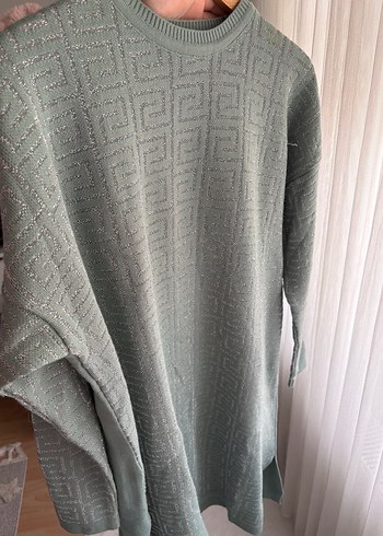 Gri Örgü Desenli triko tunik - Görsel 9