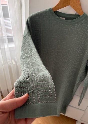 Gri Örgü Desenli triko tunik - Görsel 2