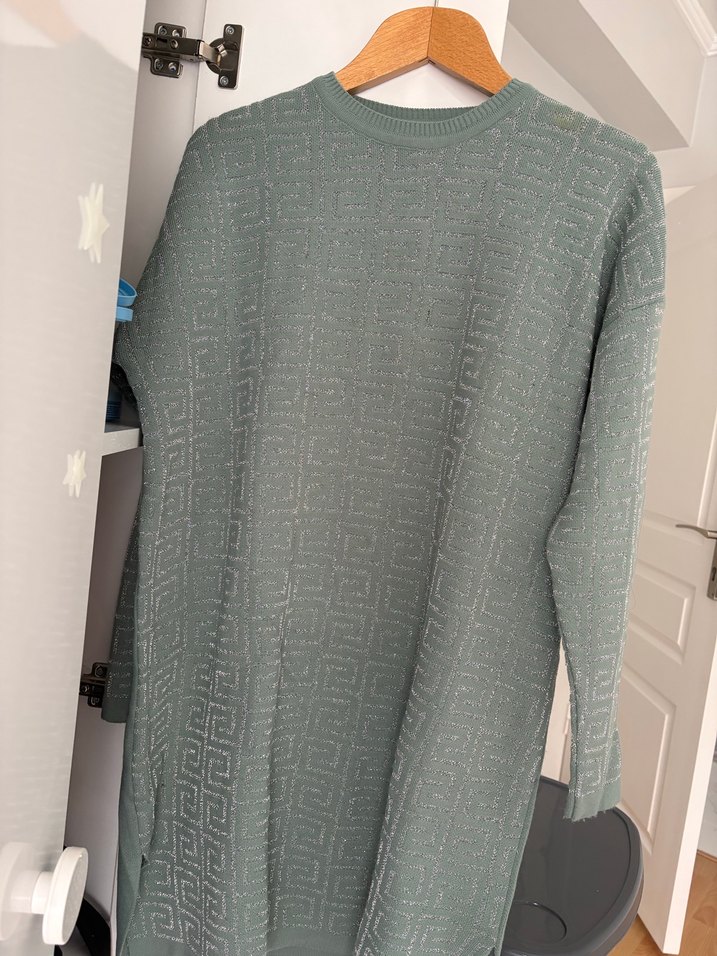 Gri Örgü Desenli triko tunik - Görsel 4