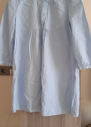 Düğmeli Beyaz Keten Midi Gömlek - Görsel 4