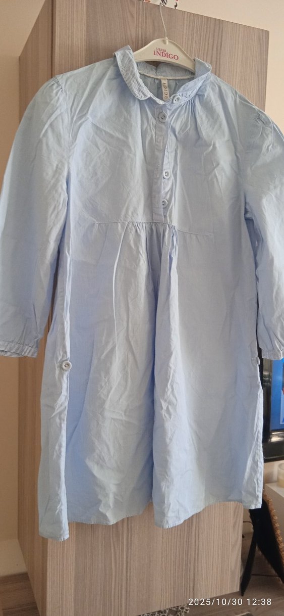 Düğmeli Beyaz Keten Midi Gömlek - Görsel 5