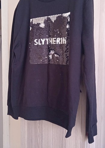 Parlak Siyah Slytherin Baskılı Sweatshirt - Görsel 4