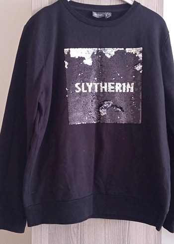 Parlak Siyah Slytherin Baskılı Sweatshirt - Görsel 3