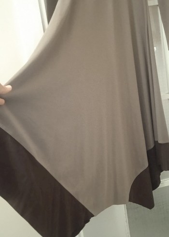 Kadın Bej Uzun Kollu Salaş Uzun Elbise - Görsel 3