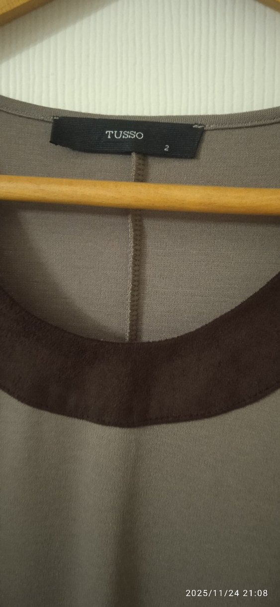 Kadın Bej Uzun Kollu Salaş Uzun Elbise - Görsel 4