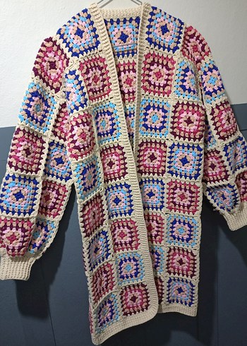 Kadın Çok Renkli Bohem Örgü Hırka - Görsel 2