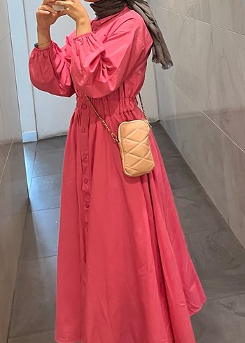 m Beden pembe Renk Pembe Uzun Salaş Elbise