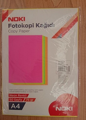 Noki A4 renkli fotokopi kağıdı