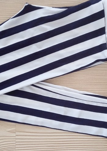 Kız Çocuk Çizgili Pilili Tayt - Görsel 3