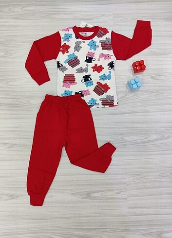 24-36 Ay Beden kırmızı Renk Kız Çocuk Pijama Takımı ????