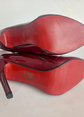40 Beden bordo Renk Bordo Rugan Deri Fermuarlı Stiletto Bot