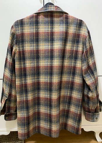 Kadın Vintage Oversize Ekoseli Uzun Kollu Gömlek - Görsel 3