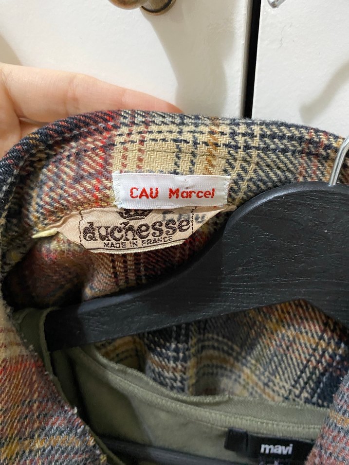 Kadın Vintage Oversize Ekoseli Uzun Kollu Gömlek - Görsel 4