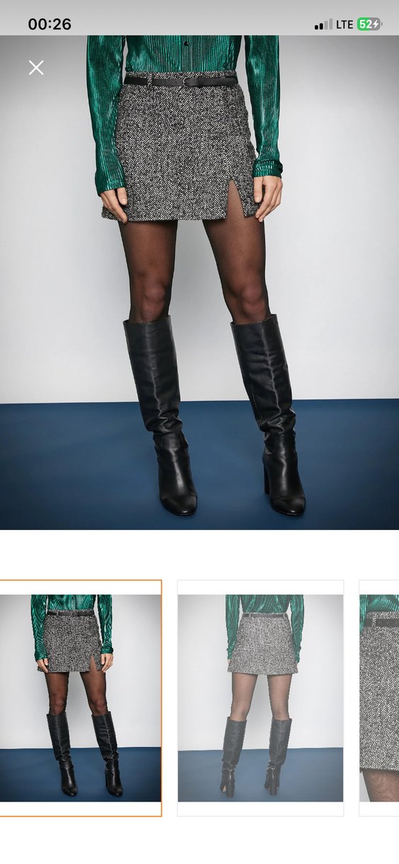 kemerli yırtmaçlı mini etek - Görsel 2