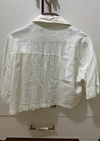 Koton Kısa Kollu Crop Keten Gömlek - Görsel 2