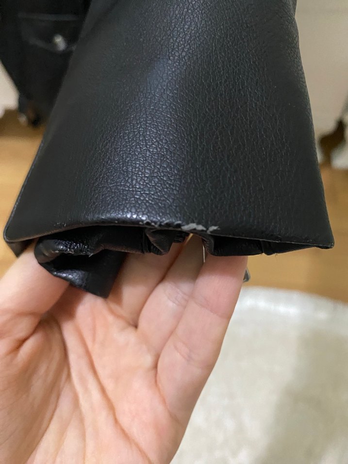 Stradivarius Siyah Oversize Deri Biker Ceket - Görsel 4