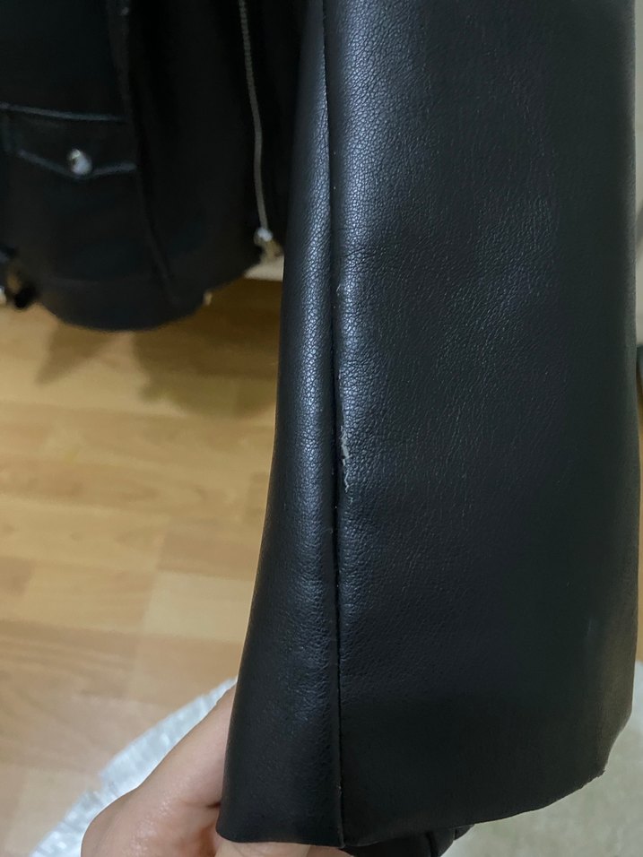 Stradivarius Siyah Oversize Deri Biker Ceket - Görsel 3