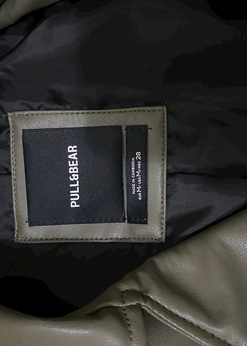 Pull and Bear Yeşil Deri Ceket - Görsel 3