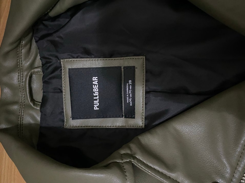 Pull and Bear Yeşil Deri Ceket - Görsel 3