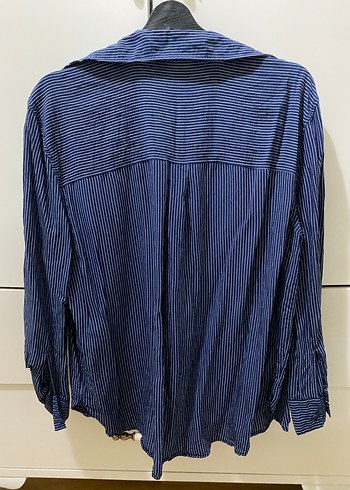 Mavi Marka Çizgili Lacivert Loose Fit Gömlek - Görsel 2