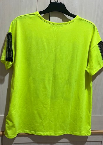 m Beden sarı Renk Sarı Mini Spor Tişört, Baskılı, Yırtmaçlı