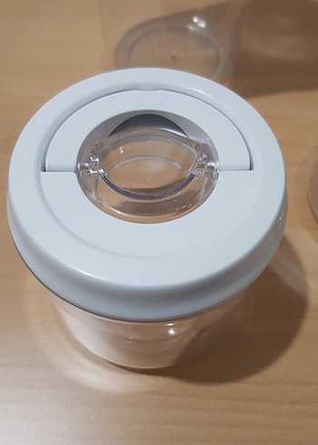 Beyaz Vakumlu Kapak Şeffaf Saklama Kavanozları 3 lü set - Görsel 7