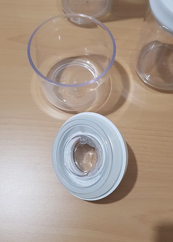 Beyaz Vakumlu Kapak Şeffaf Saklama Kavanozları 3 lü set - Görsel 8