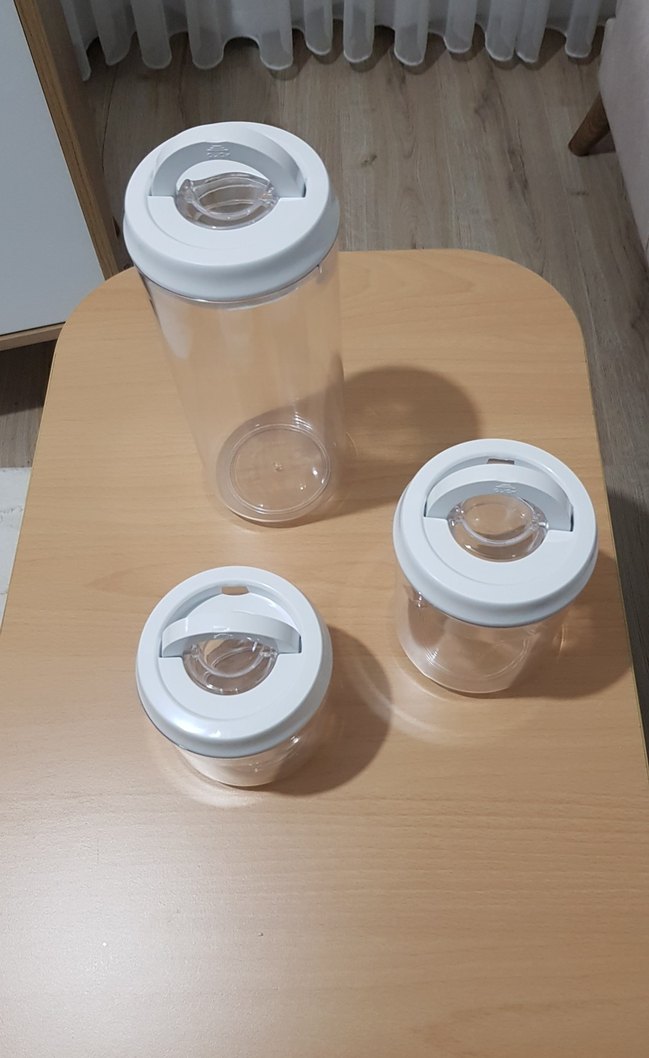 Beyaz Vakumlu Kapak Şeffaf Saklama Kavanozları 3 lü set - Görsel 4
