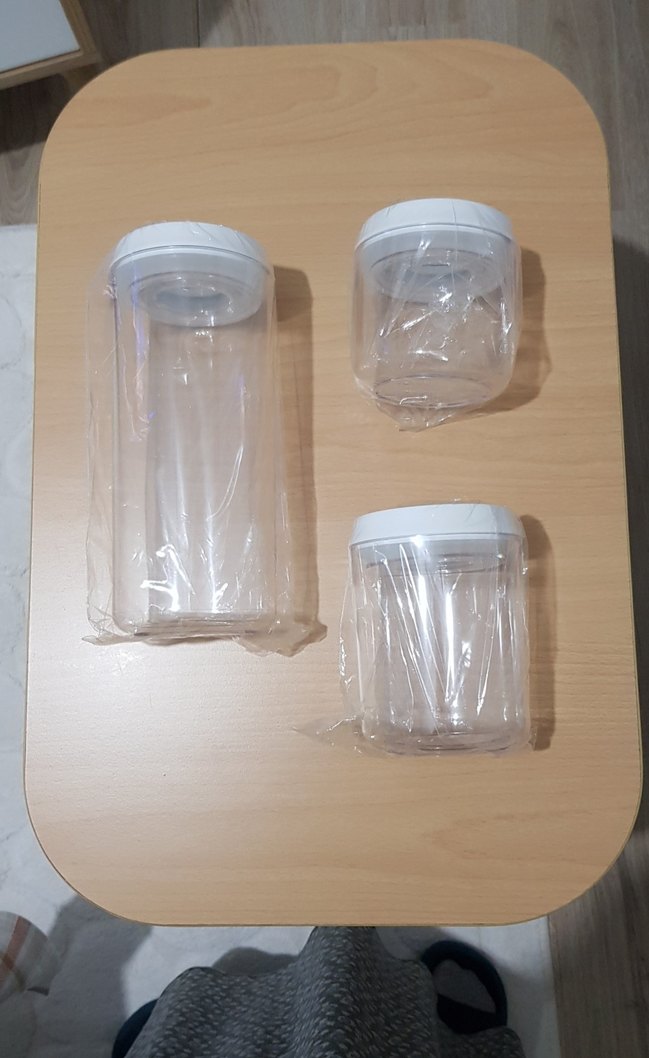 Beyaz Vakumlu Kapak Şeffaf Saklama Kavanozları 3 lü set - Görsel 3