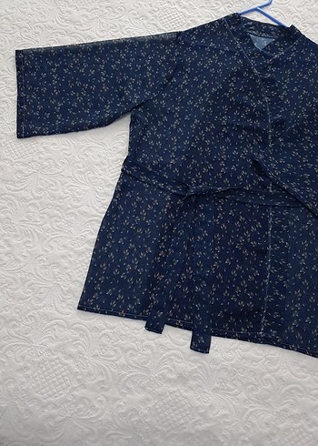 Lacivert  Bağlamalı Bohem Kimono - Görsel 6