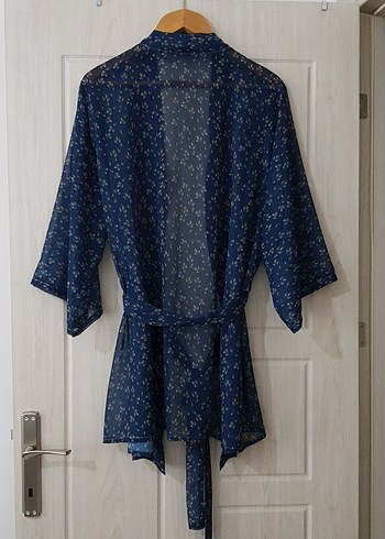 Lacivert  Bağlamalı Bohem Kimono - Görsel 3