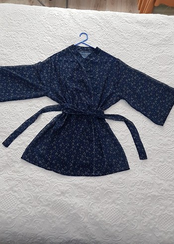 Lacivert  Bağlamalı Bohem Kimono - Görsel 15