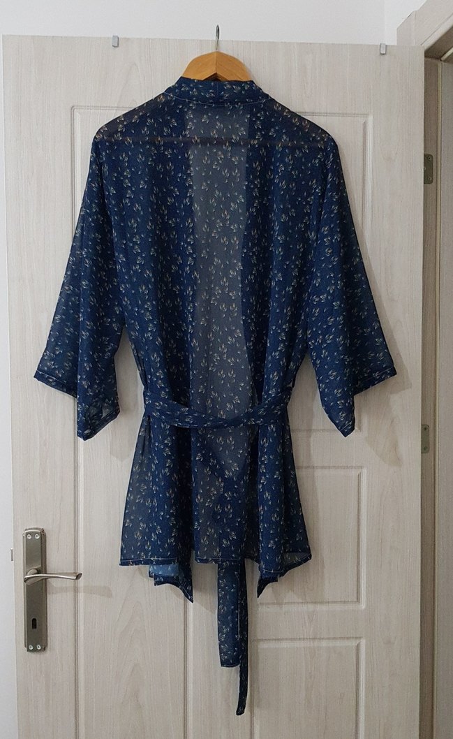 Lacivert  Bağlamalı Bohem Kimono - Görsel 4