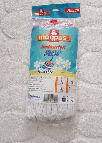 Endüstiriyel Mop Renkli Saplı Beyaz Paspas Başlığı - Görsel 3